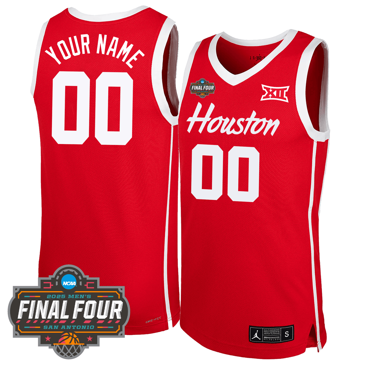 Custom HOU Basketball 24/25 Jersey - Final Four Patch product image 3, provided for visual reference and product detail