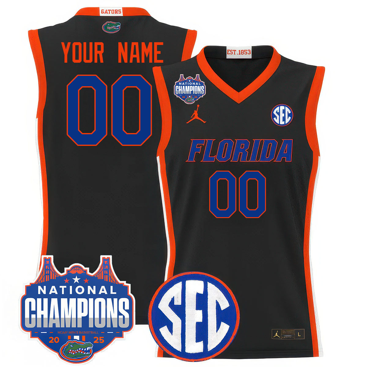 Custom Name/Gender UF 2025 National Champions Basketball Jersey - Stitched product image 5, provided for visual reference