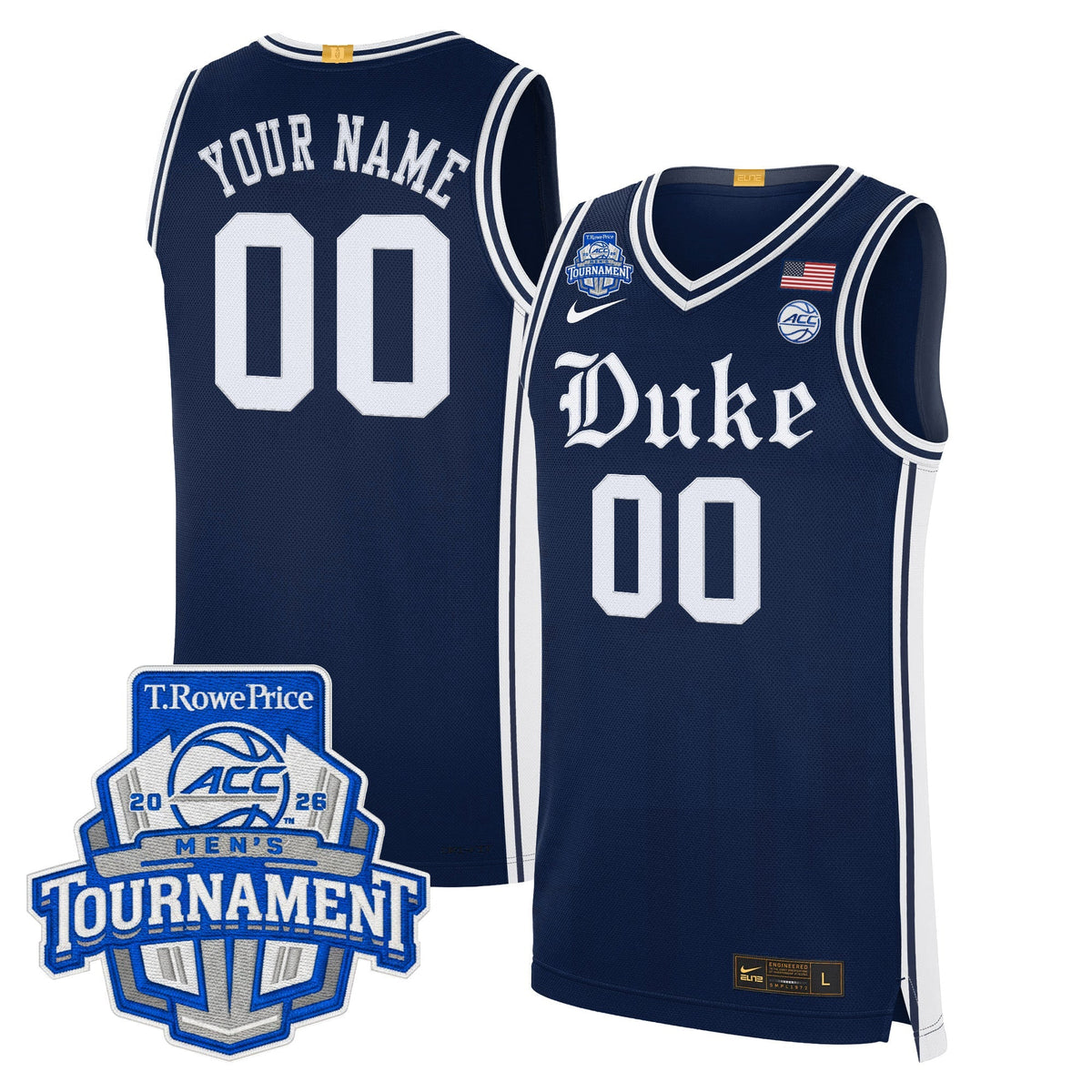 DUKE 2026 ACC Conference Tournament Champions Custom Basketball Jersey - Stitched product image 3, provided for visual