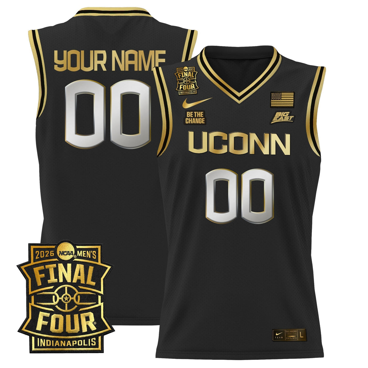 UCONN 2026 Final Four Patch Custom Basketball Jersey - Stitched product image 4, provided for visual reference and product