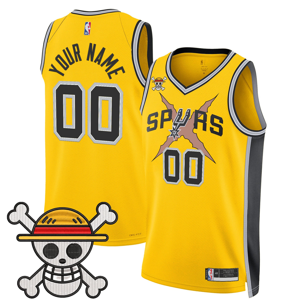 San Antonio Spurs x One Piece Custom Jersey Collection - Stitched product image 4, provided for visual reference and product