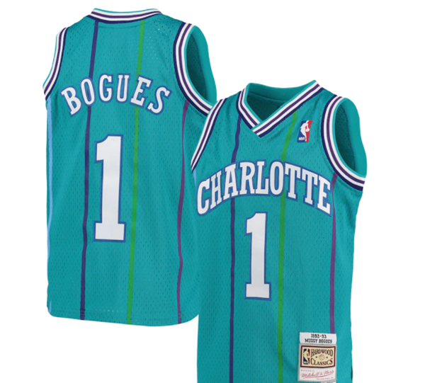 Charlotte Hornets Muggsy Bogues 1992-93 Mitchell & Ness Teal Basketball Jersey product image 1, provided for visual