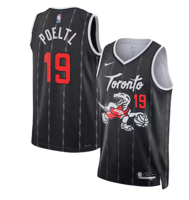 Jakob Poeltl Toronto Raptors Unisex 2025/26 Jersey - Black - City Edition product image 1, provided for visual reference and
