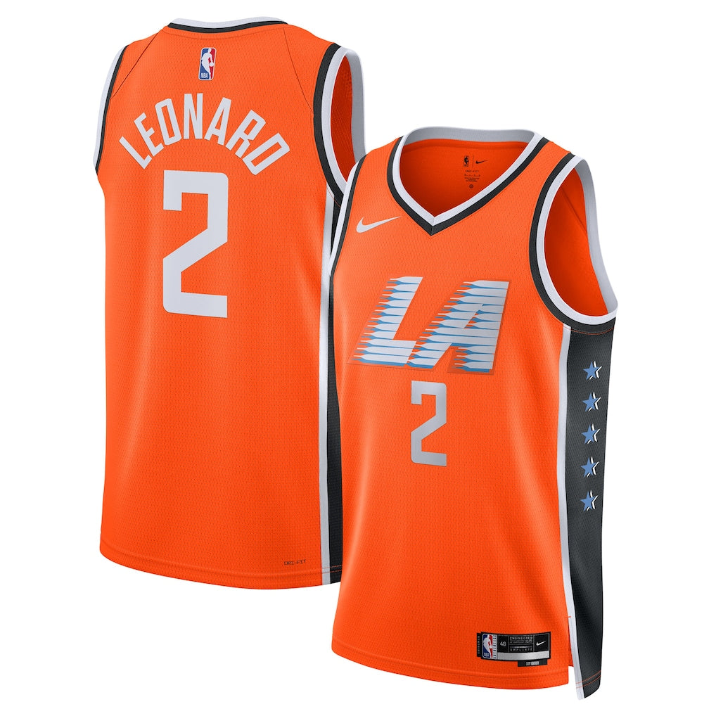Kawhi Leonard LA Clippers Unisex 2025/26 Jersey - Orange - City Edition product image 1, provided for visual reference and