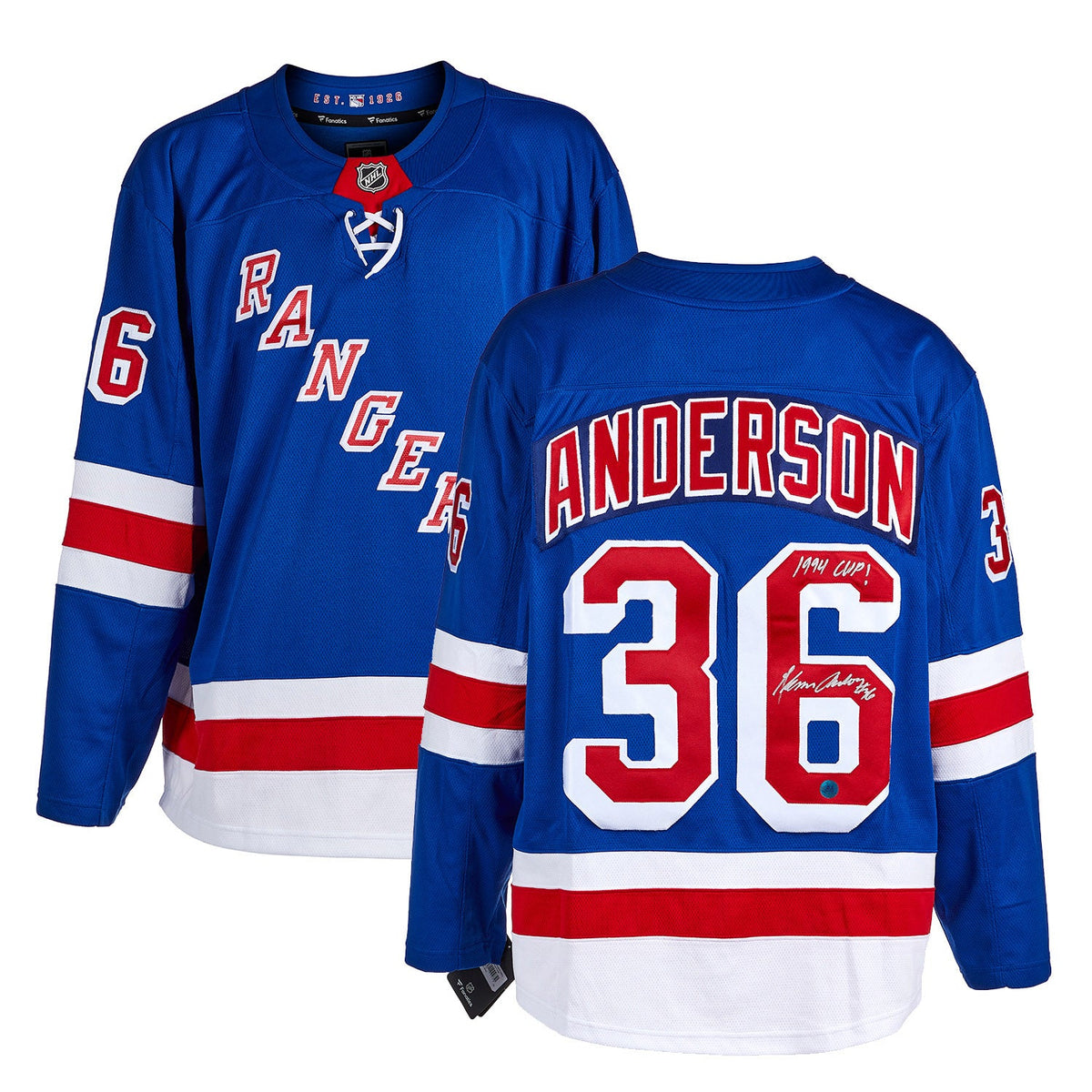 Glenn Anderson Autographed New York Rangers Fanatics Breakaway Jersey product image 3, provided for visual reference and