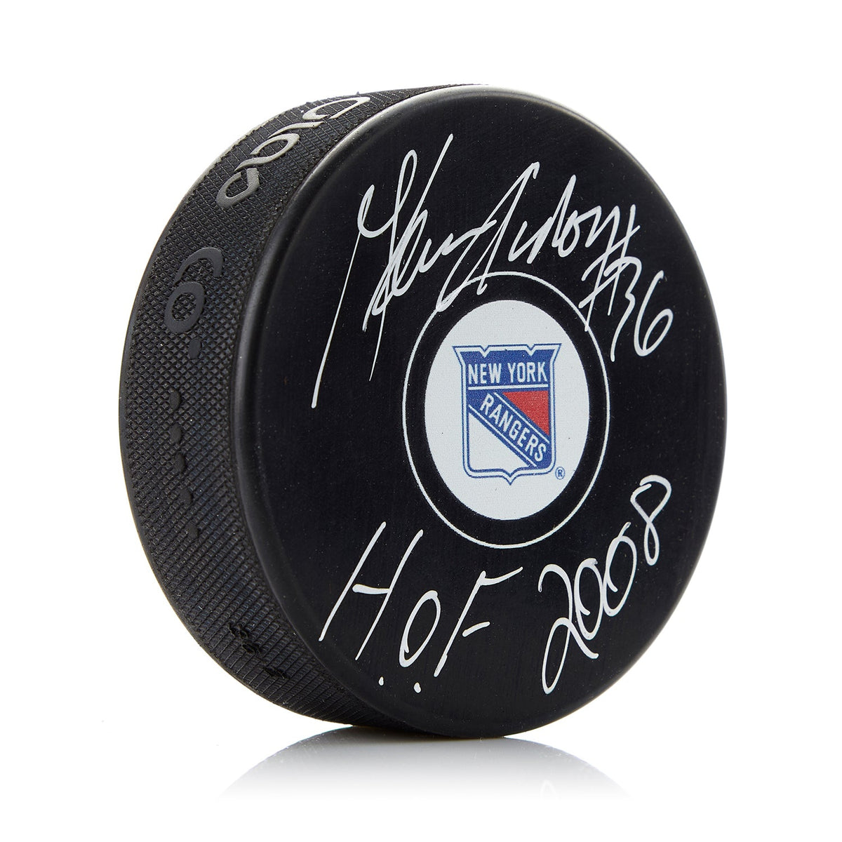 Glenn Anderson Signed New York Rangers Hockey Puck with HOF Note product image 1, provided for visual reference and product