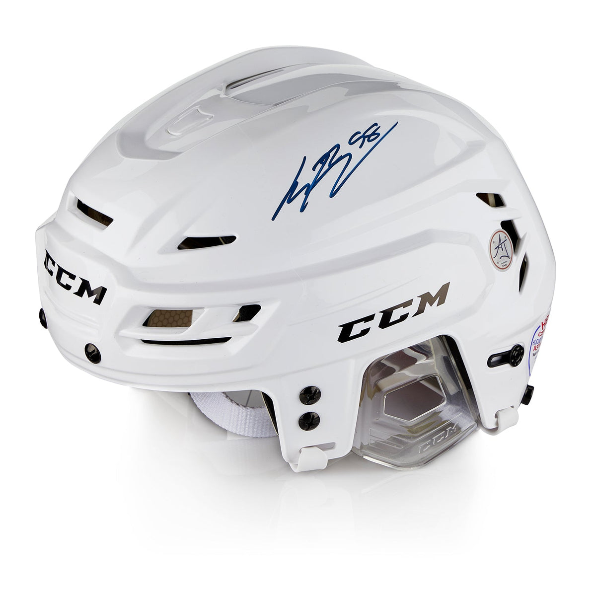 Connor Bedard Autographed White CCM Hockey Helmet product image 1, provided for visual reference and product detail review