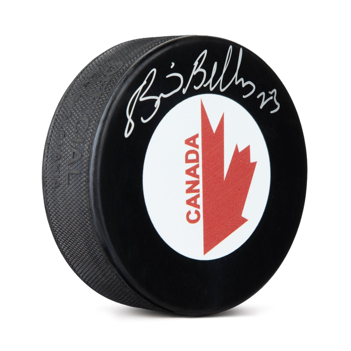 Brian Bellows Team Canada Autographed Canada Cup Hockey Puck product image 1, provided for visual reference and product