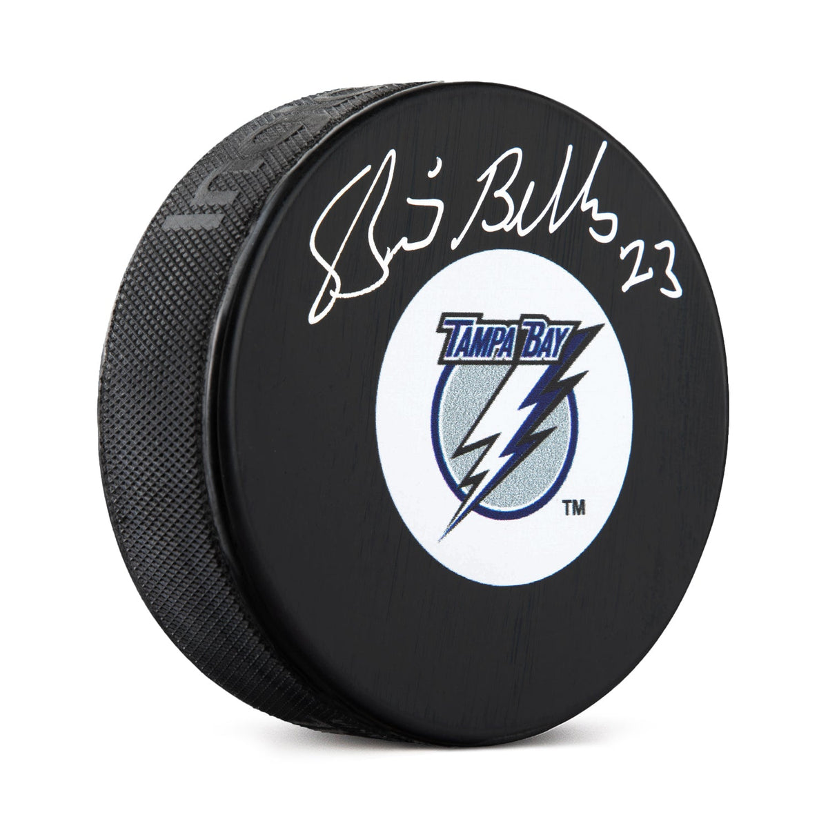 Brian Bellows Autographed Tampa Bay Lightning Retro Logo Puck product image 1, provided for visual reference and product