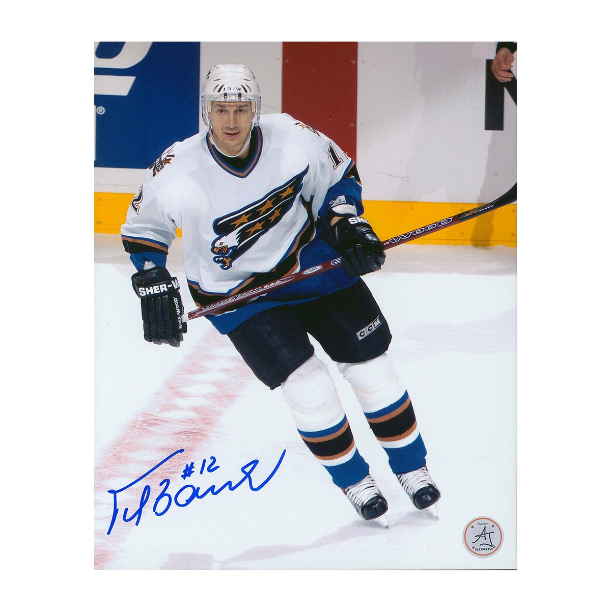 Peter Bondra Autographed Washington Capitals Game Action 8x10 Photo product image 1, provided for visual reference and