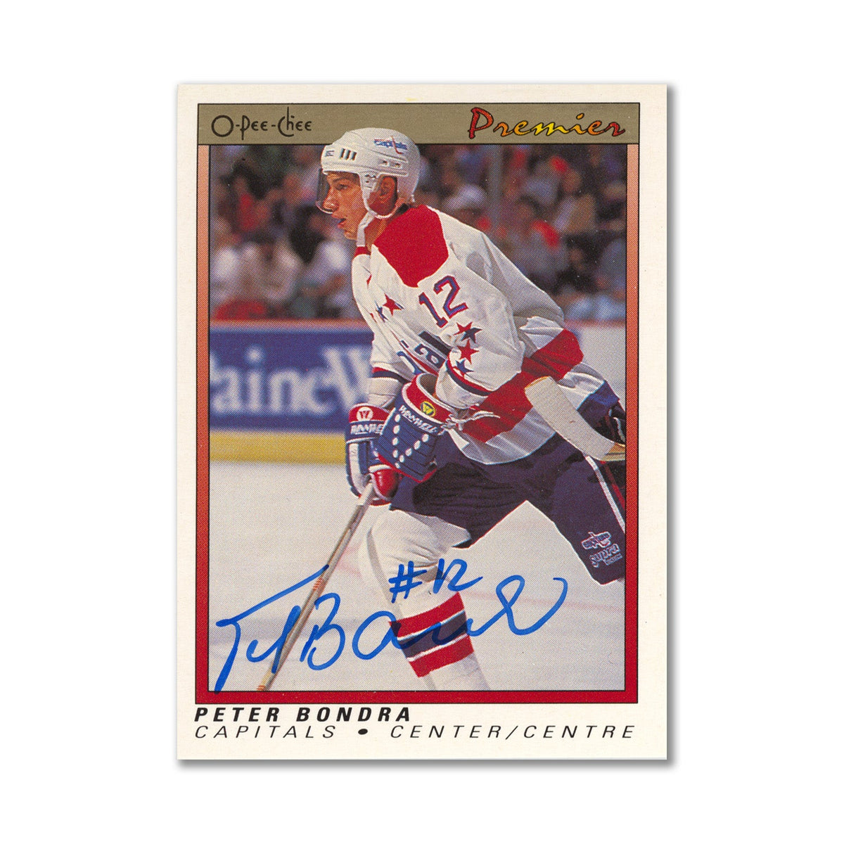Autographed 1990-91 OPC Premier #7 Peter Bondra Rookie Card product image 1, provided for visual reference and product