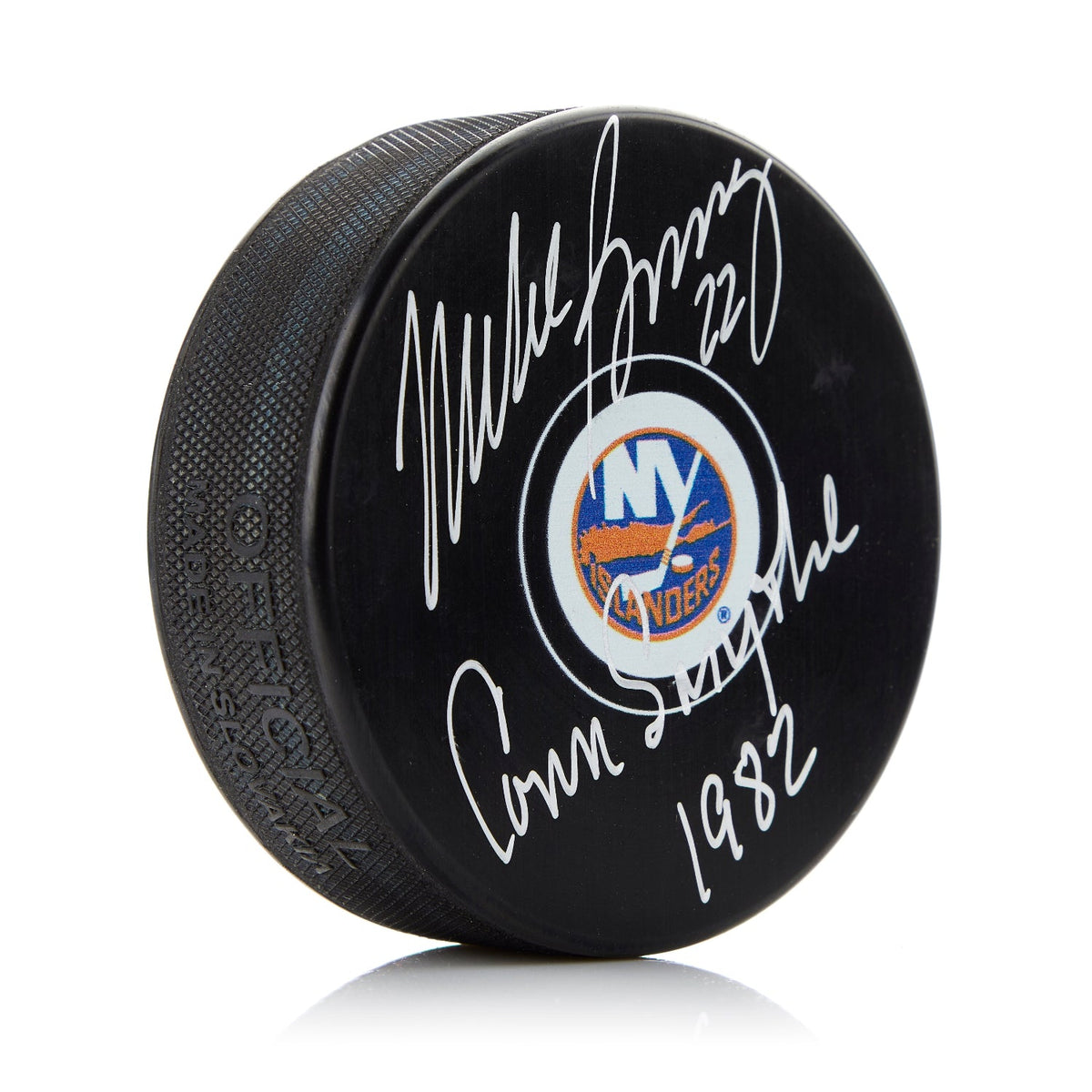 Mike Bossy Signed New York Islanders Hockey Puck with Conn Smythe Note product image 1, provided for visual reference and