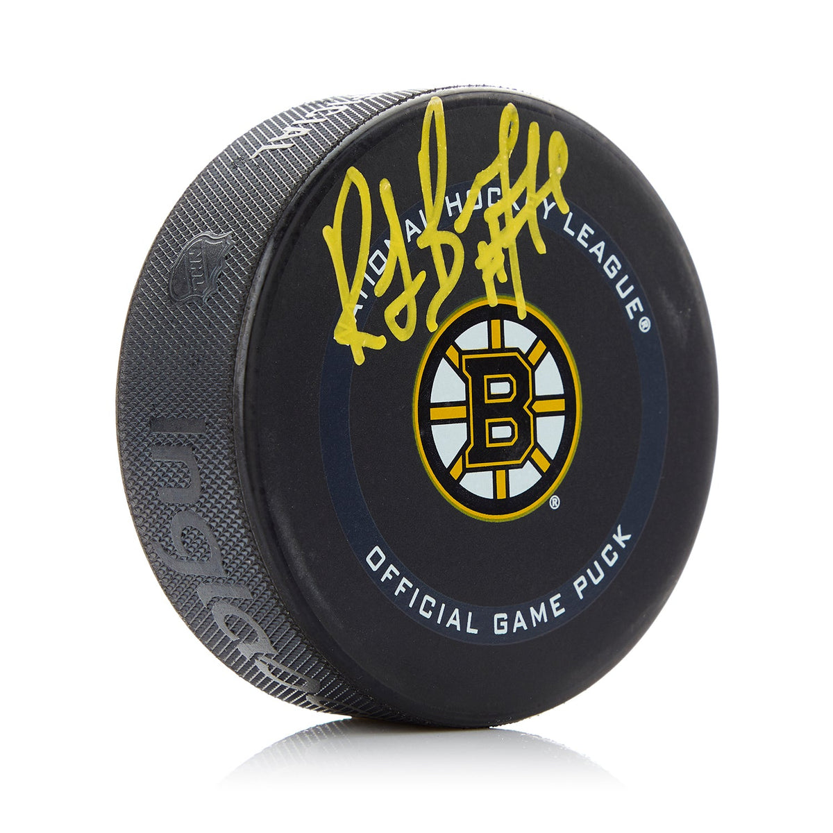 Ray Bourque Autographed Boston Bruins Official Game Puck product image 1, provided for visual reference and product detail