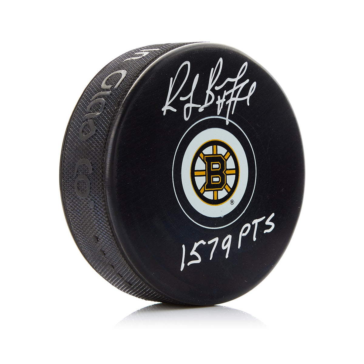 Ray Bourque Signed Boston Bruins Hockey Puck with Career Points Note product image 1, provided for visual reference and
