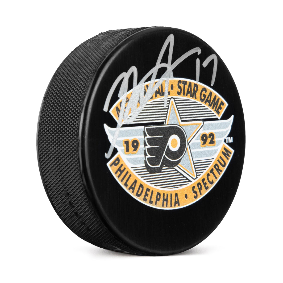 Rod Brind'Amour Autographed 1992 NHL All-Star Game Puck product image 1, provided for visual reference and product detail