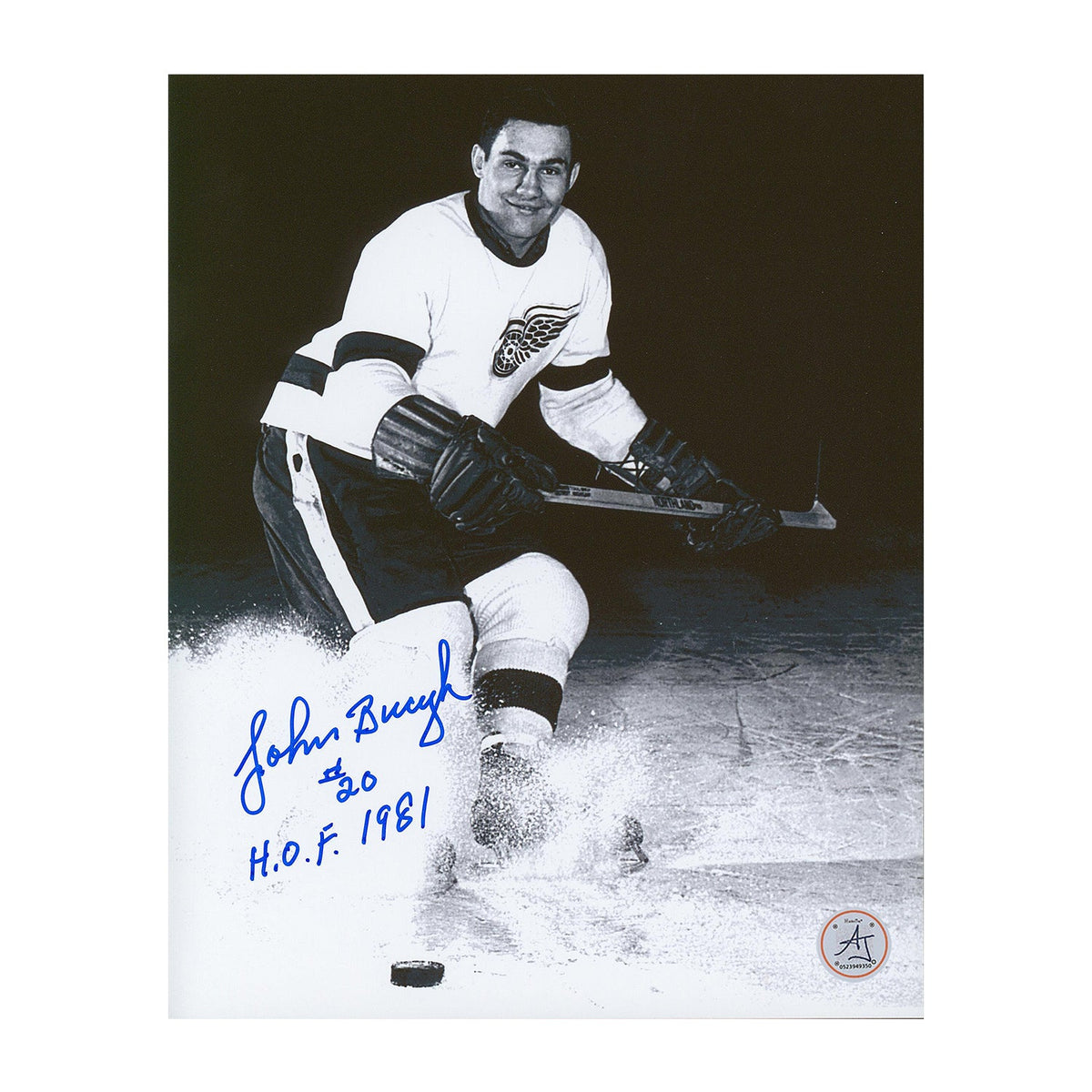 Johnny Bucyk Autographed Detroit Red Wings Rookie 8x10 Photo product image 1, provided for visual reference and product