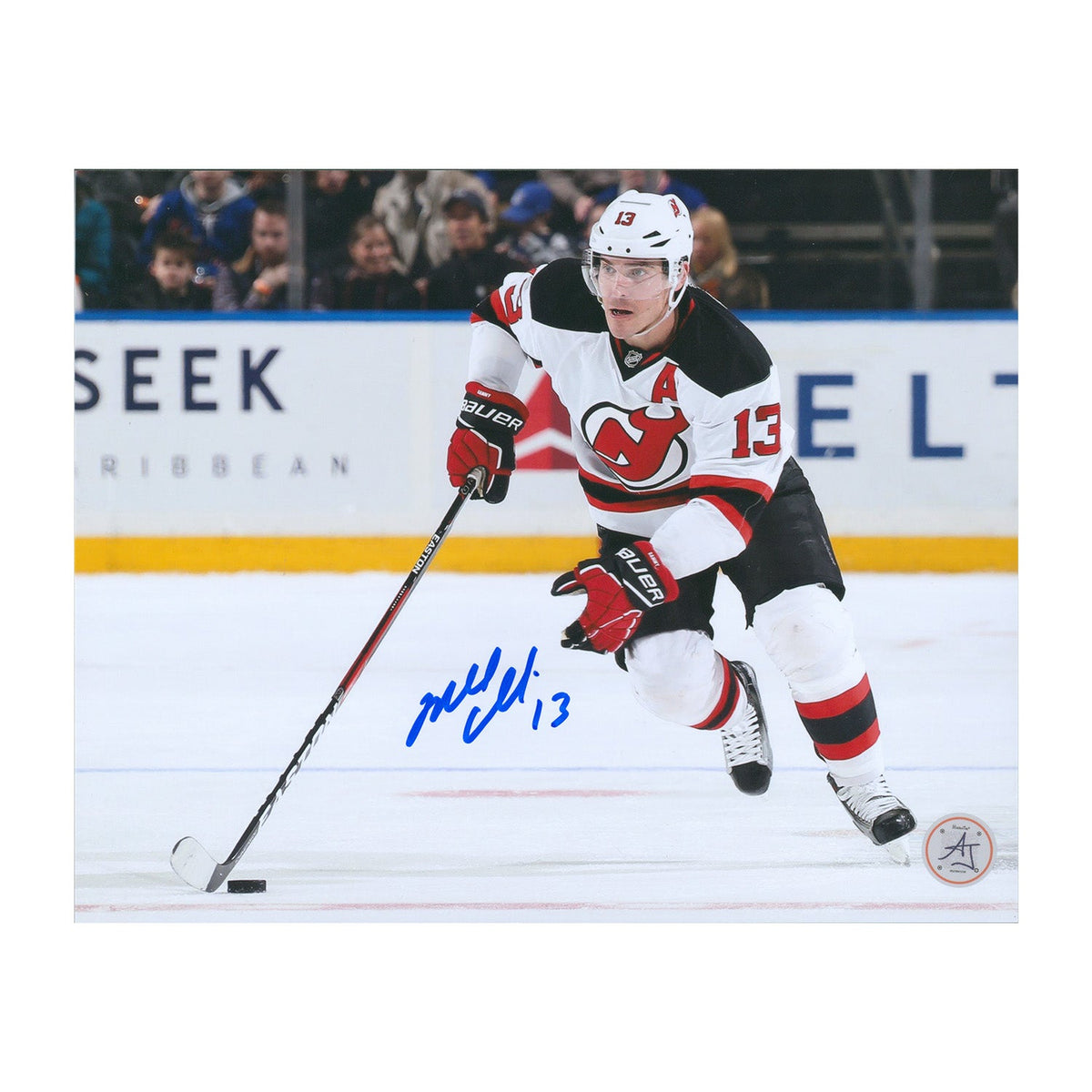 Mike Cammalleri Autographed New Jersey Devils Puck Rush 8x10 Photo product image 1, provided for visual reference and