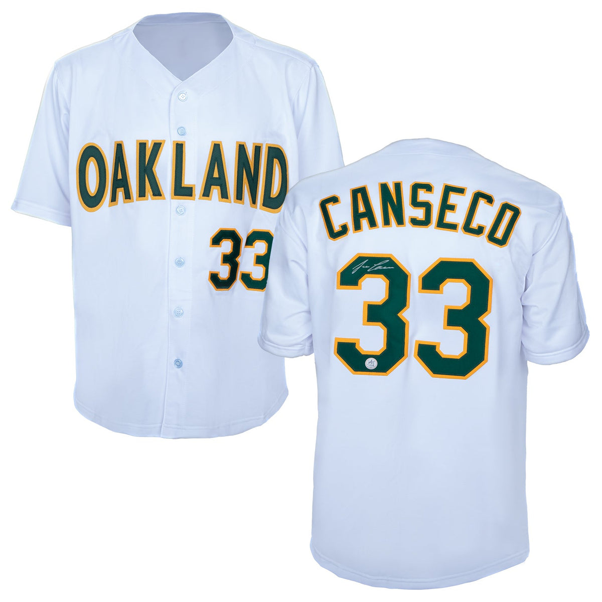 Jose Canseco Autographed Oakland City Design Baseball Jersey product image 3, provided for visual reference and product