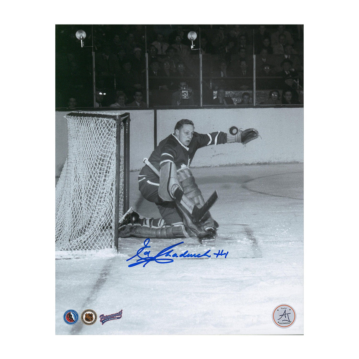 Ed Chadwick Toronto Maple Leafs Signed Vintage Goalie Action 8x10 Photo product image 1, provided for visual reference and