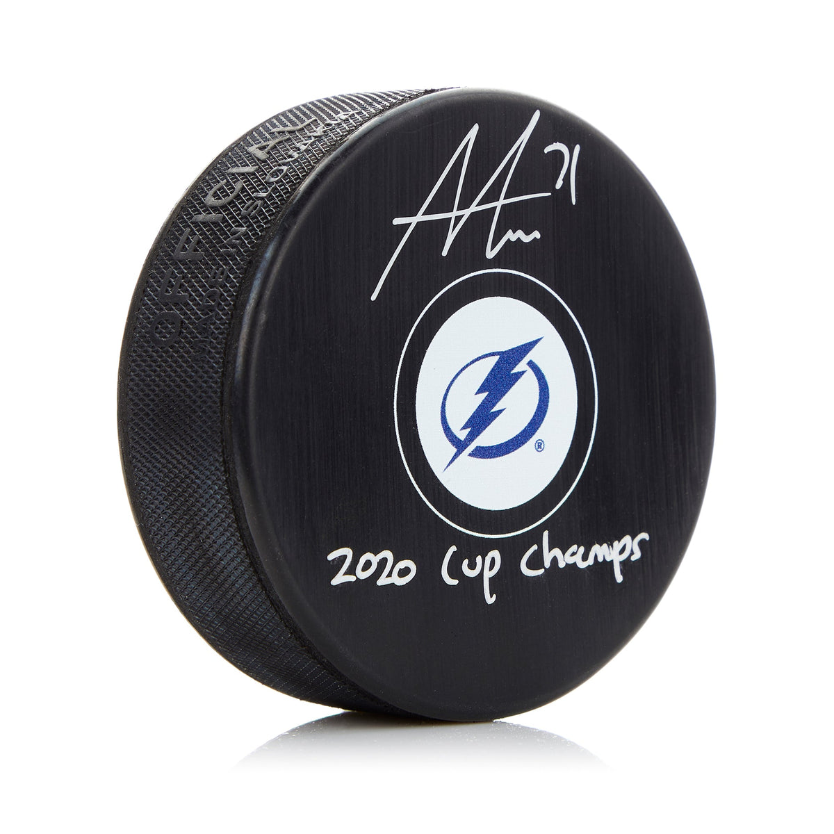 Anthony Cirelli Signed Tampa Bay Lightning Hockey Puck with Cup Note product image 1, provided for visual reference and