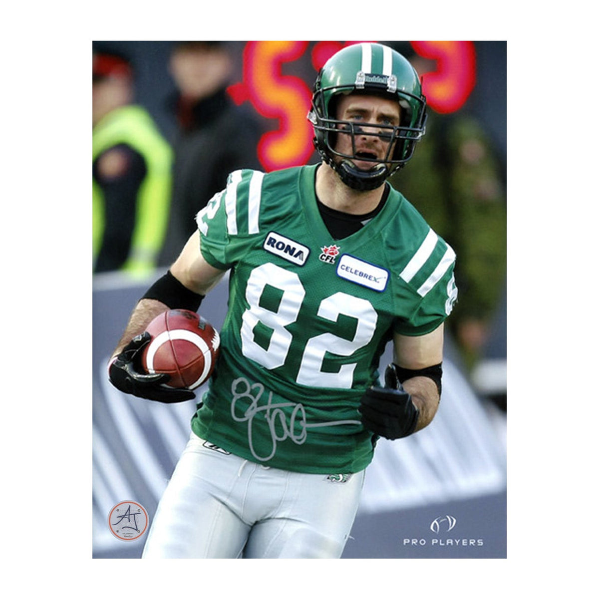 Jason Clermont Autographed Saskatchewan Roughriders Football 8x10 Photo product image 1, provided for visual reference and