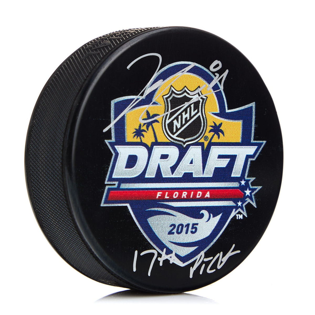 Kyle Connor Signed 2015 NHL Entry Draft Puck with 17th Pick Note product image 1, provided for visual reference and product