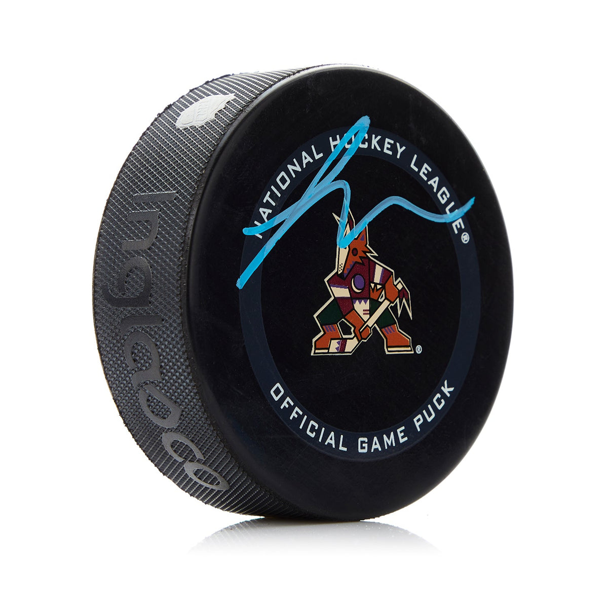 Logan Cooley Signed Arizona Coyotes Official Game Puck product image 1, provided for visual reference and product detail