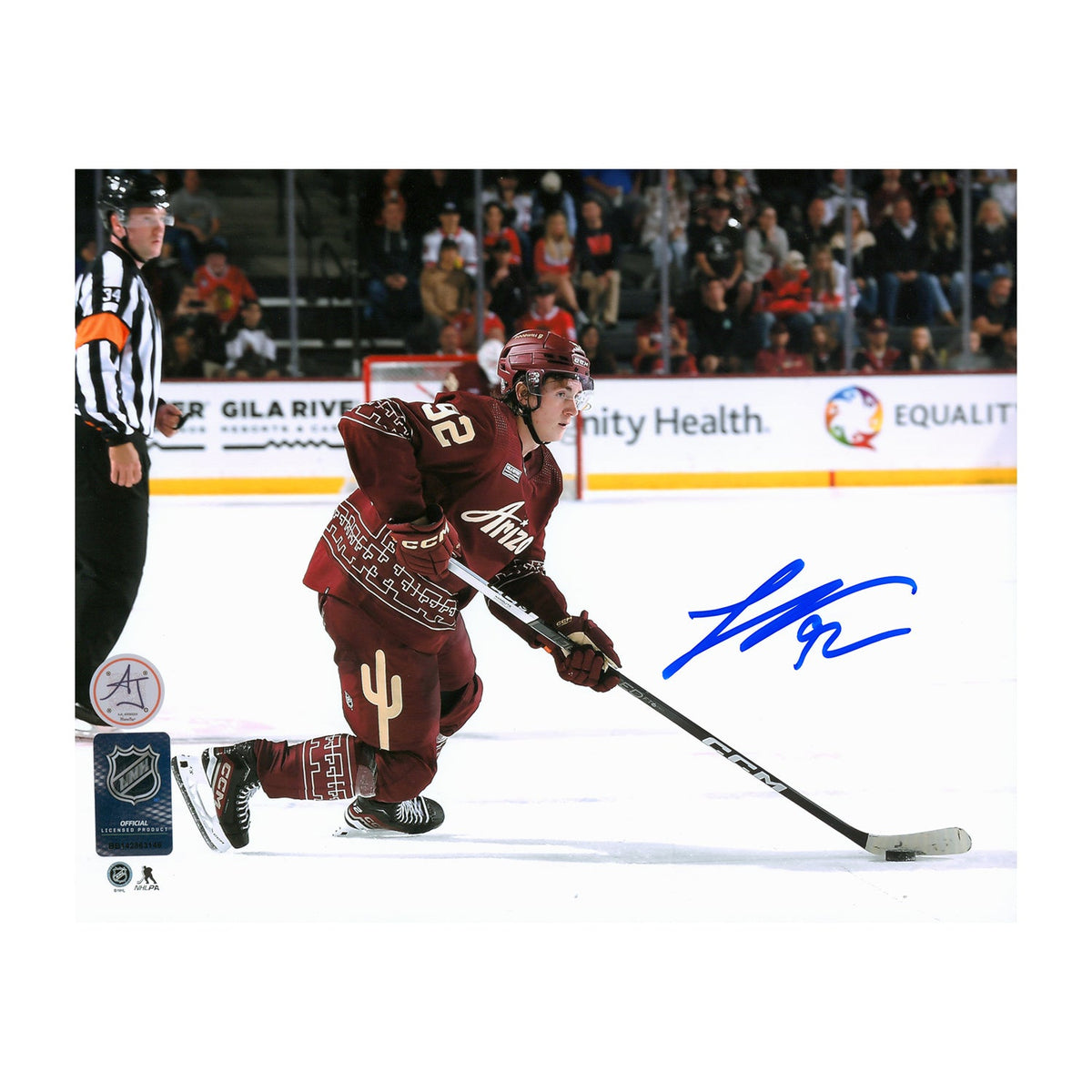 Logan Cooley Signed Arizona Coyotes Playmaker 8x10 Photo product image 1, provided for visual reference and product detail