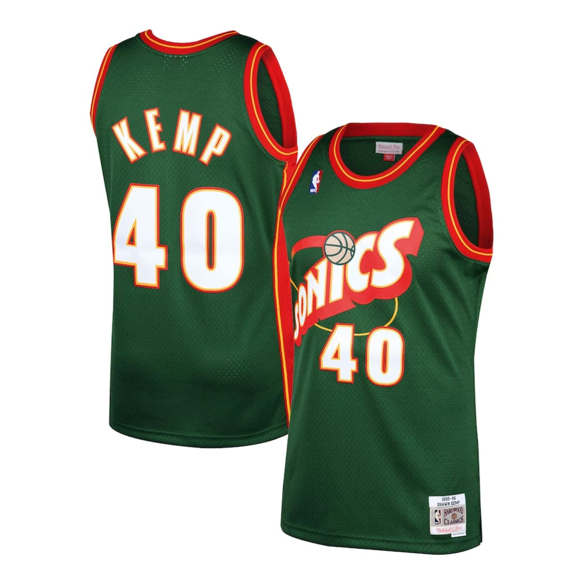 Seattle Supersonics Shawn Kemp Green 1995-96 Hardwood Classics Swingman Jersey product image 1, provided for visual