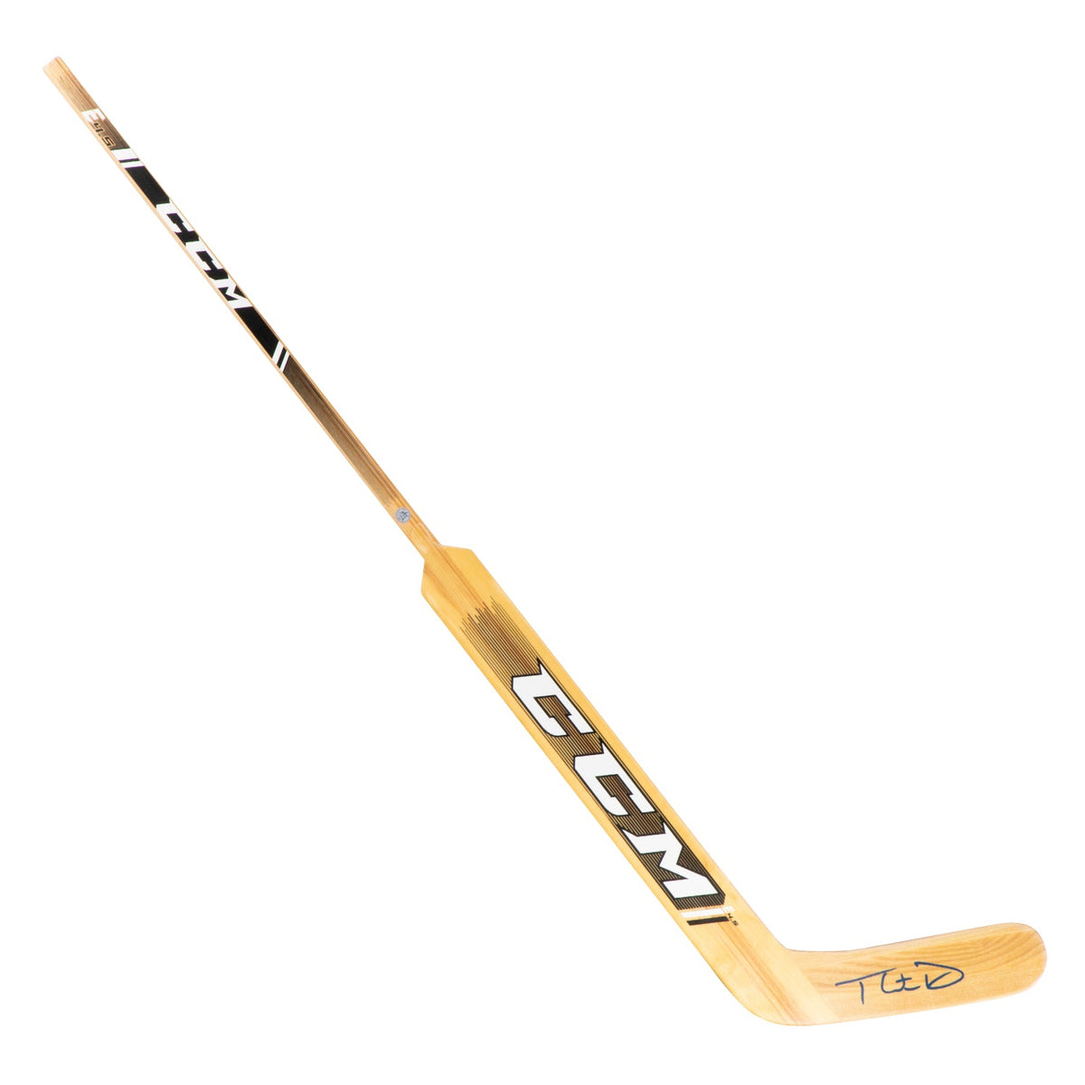 Thatcher Demko Autographed CCM Natural Wood Goalie Stick product image 1, provided for visual reference and product detail