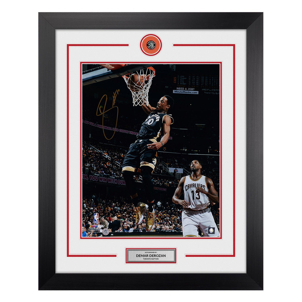 DeMar DeRozan Signed Toronto Raptors Basketball Logo 26x32 Frame product image 1, provided for visual reference and product