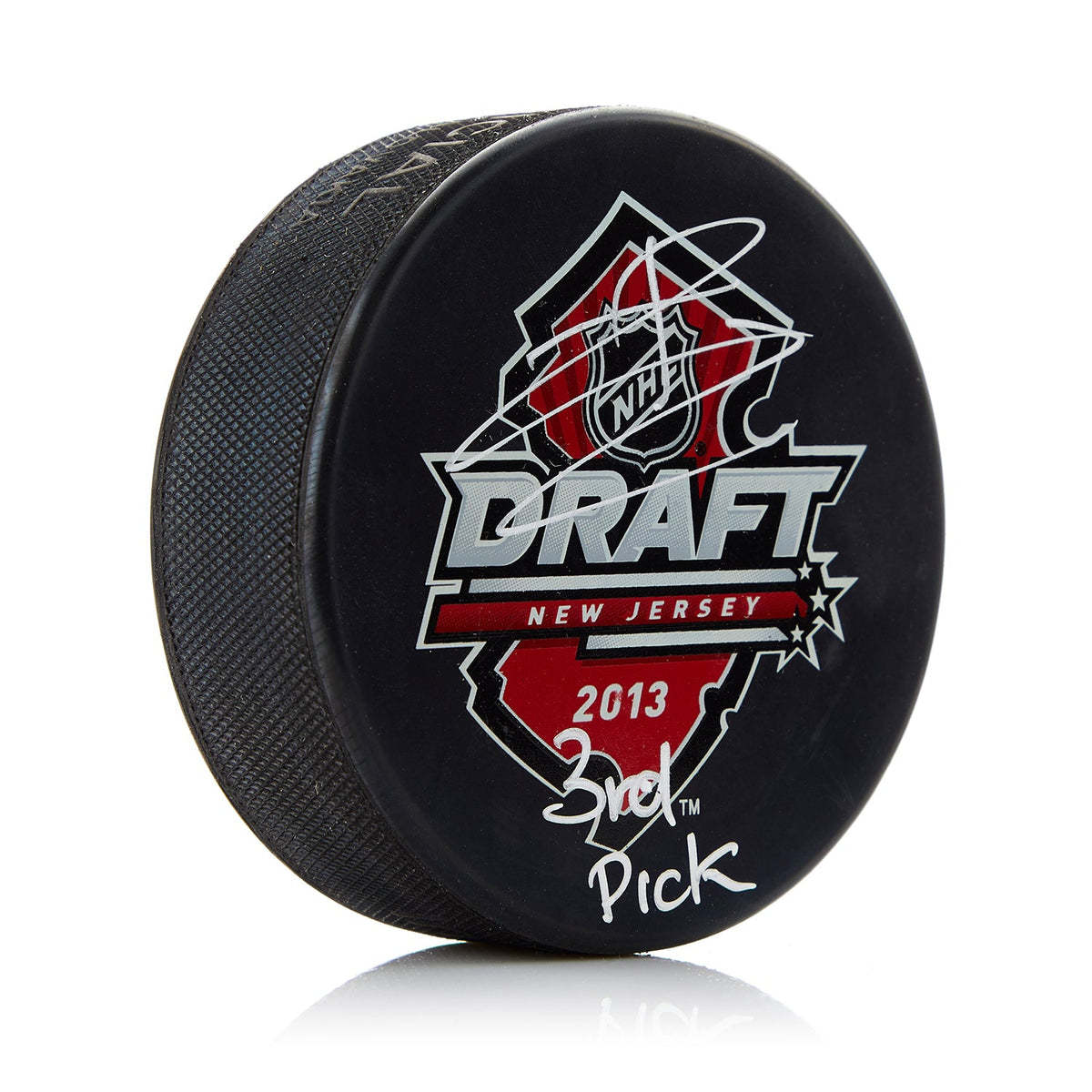 Jonathan Drouin Signed 2013 NHL Entry Draft Puck with 3rd Pick Note product image 1, provided for visual reference and