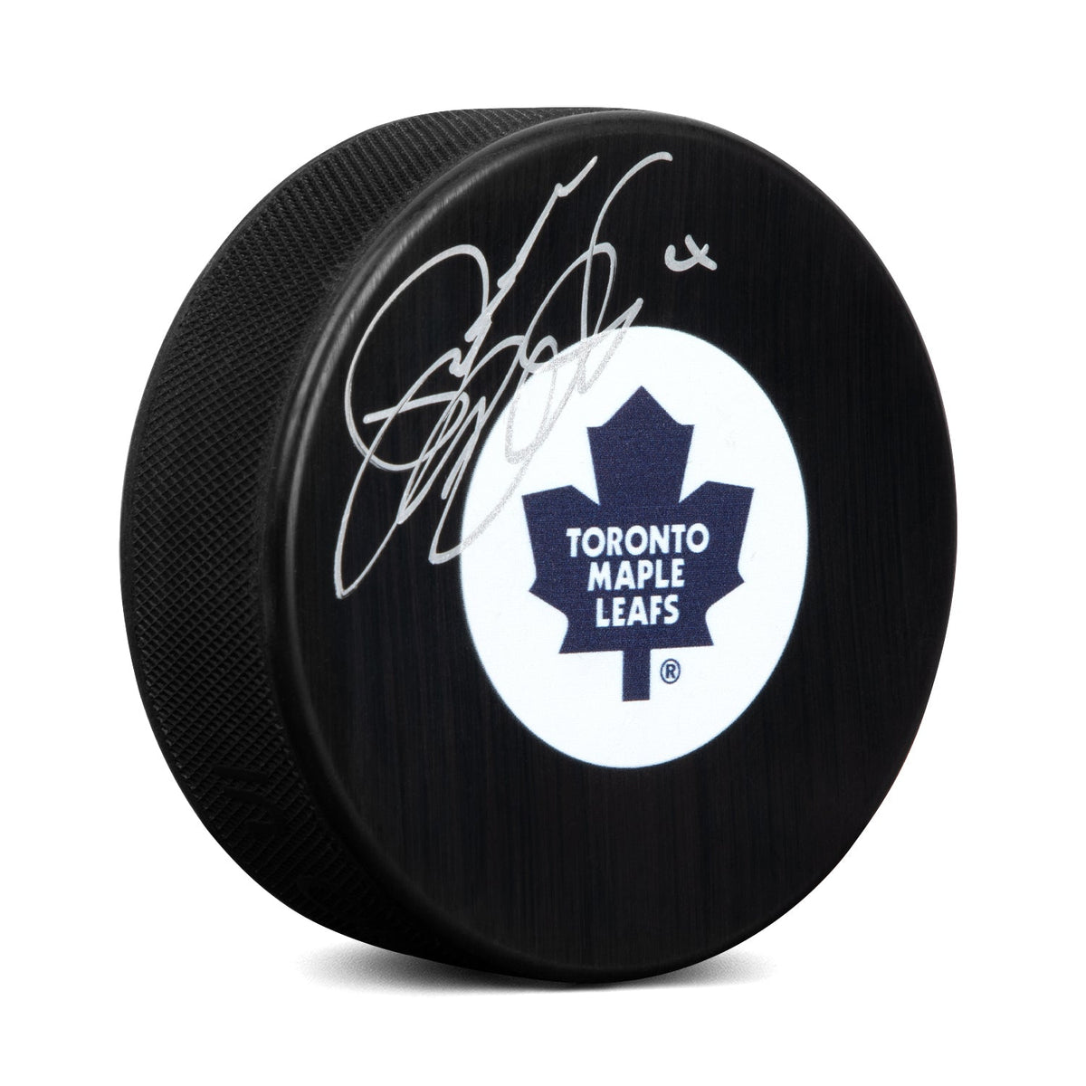 Dave Ellett Autographed Toronto Maple Leafs Retro Logo Puck product image 1, provided for visual reference and product
