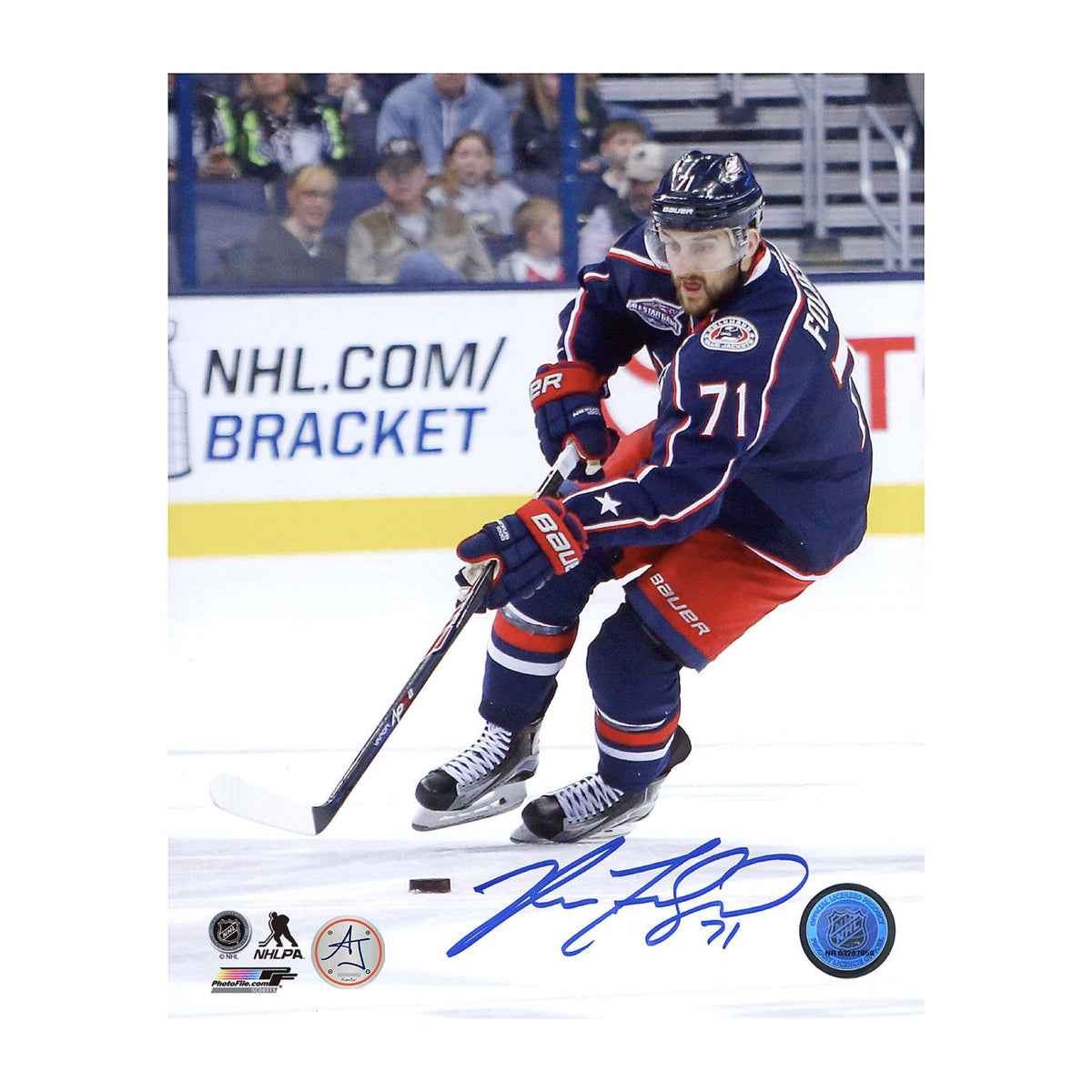 Nick Foligno Autographed Columbus Blue Jackets Game Action 8x10 Photo product image 1, provided for visual reference and
