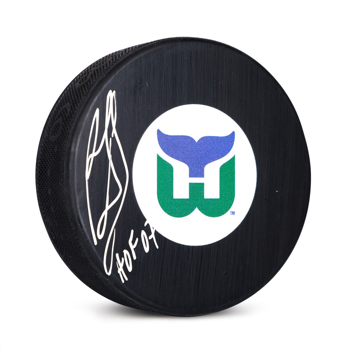 Ron Francis Autographed Hartford Whalers Vintage Logo Puck with HOF Note product image 1, provided for visual reference and