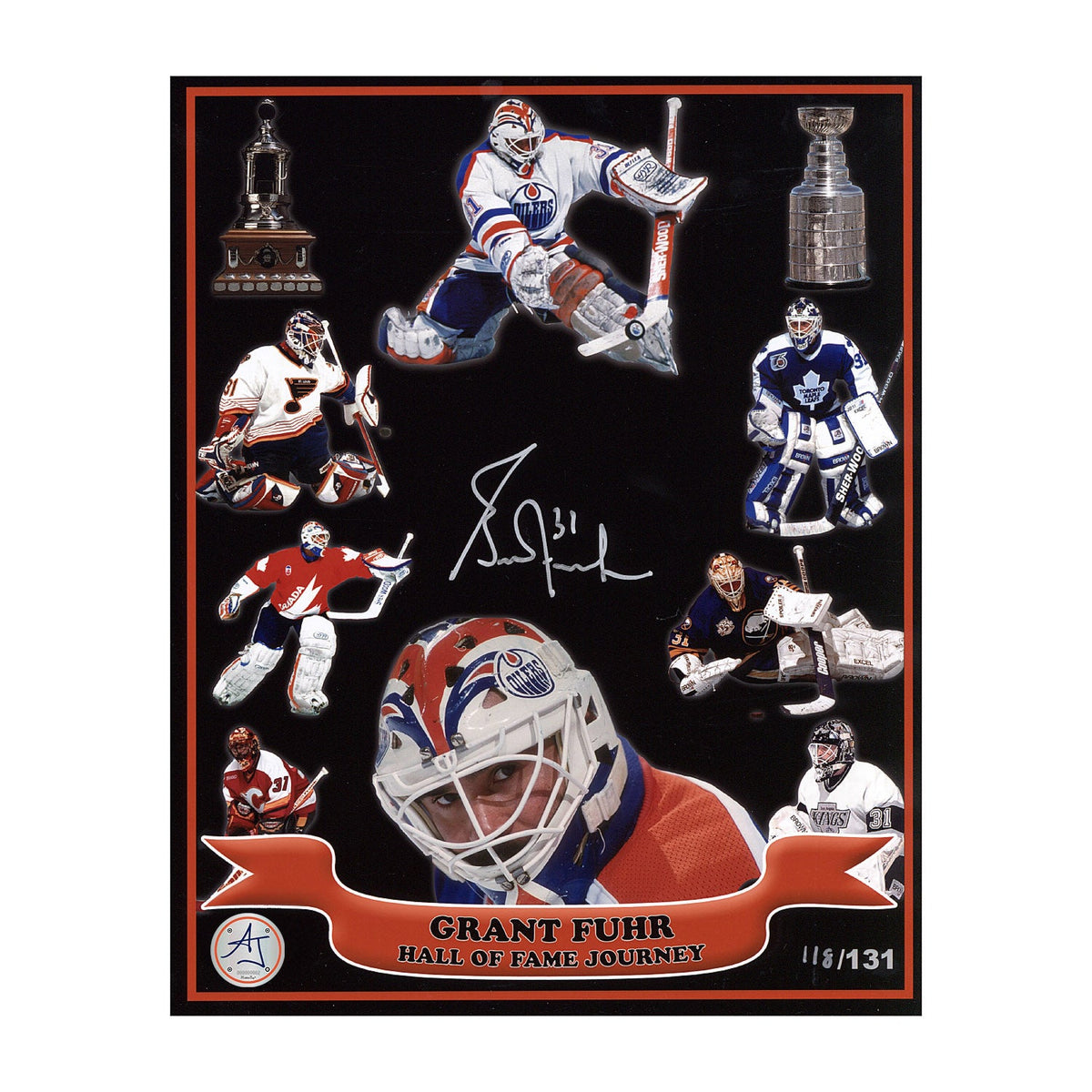 Grant Fuhr Autographed Hockey Hall Of Fame Journey 8x10 Photo product image 1, provided for visual reference and product