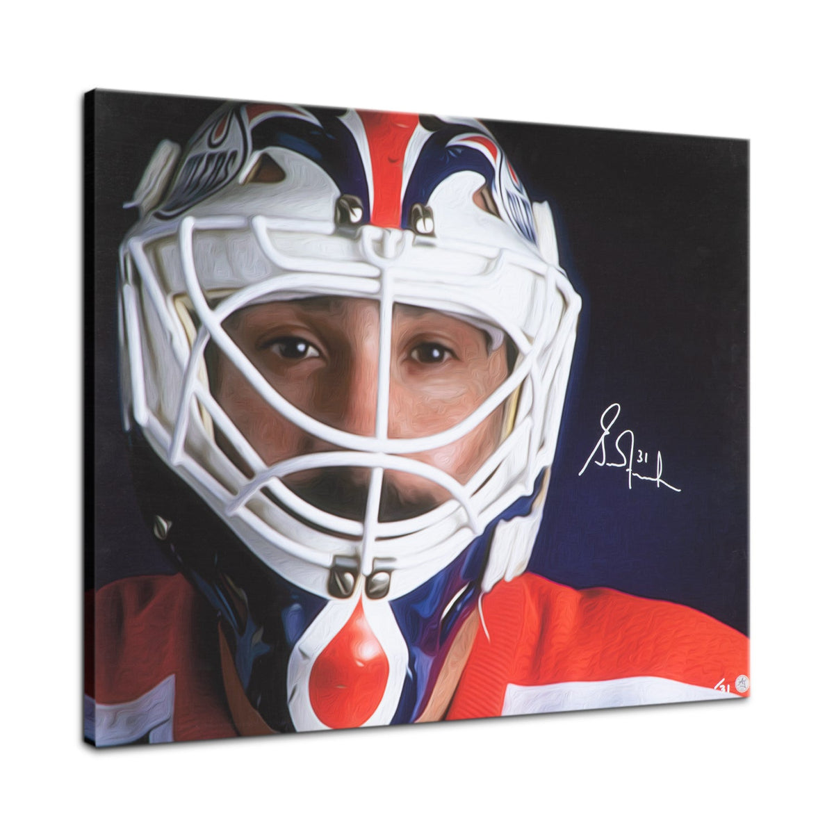 Grant Fuhr Signed Edmonton Hockey Goalie Mask Portrait 26x32 Art Canvas #/31 product image 1, provided for visual reference