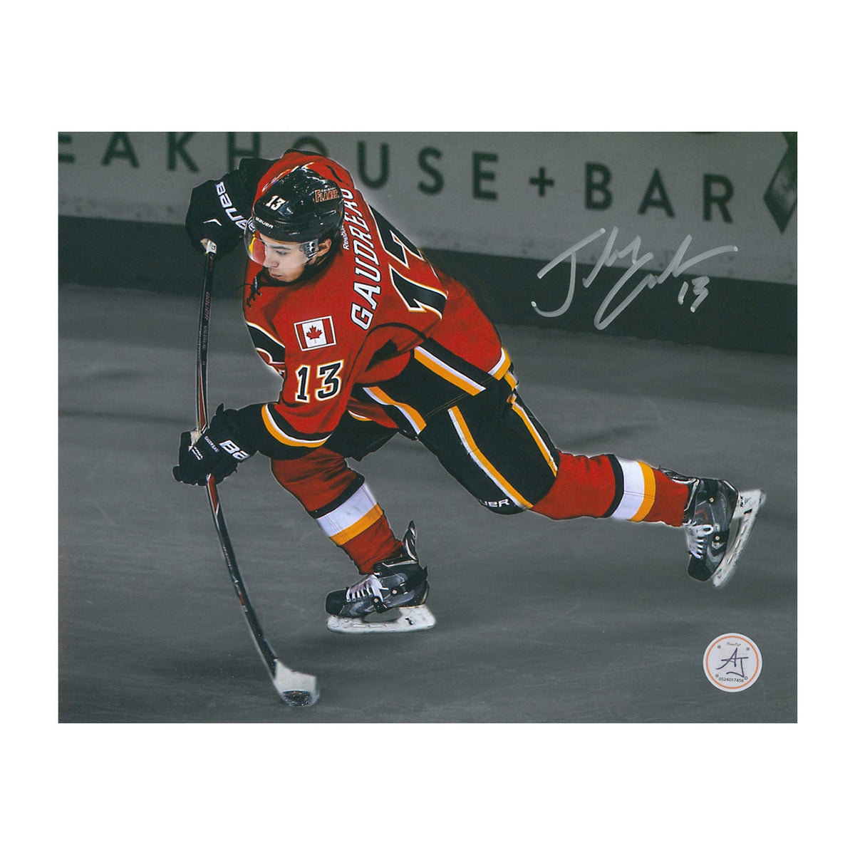 Johnny Gaudreau Signed Calgary Flames Color Isolation 8x10 Photo product image 1, provided for visual reference and product