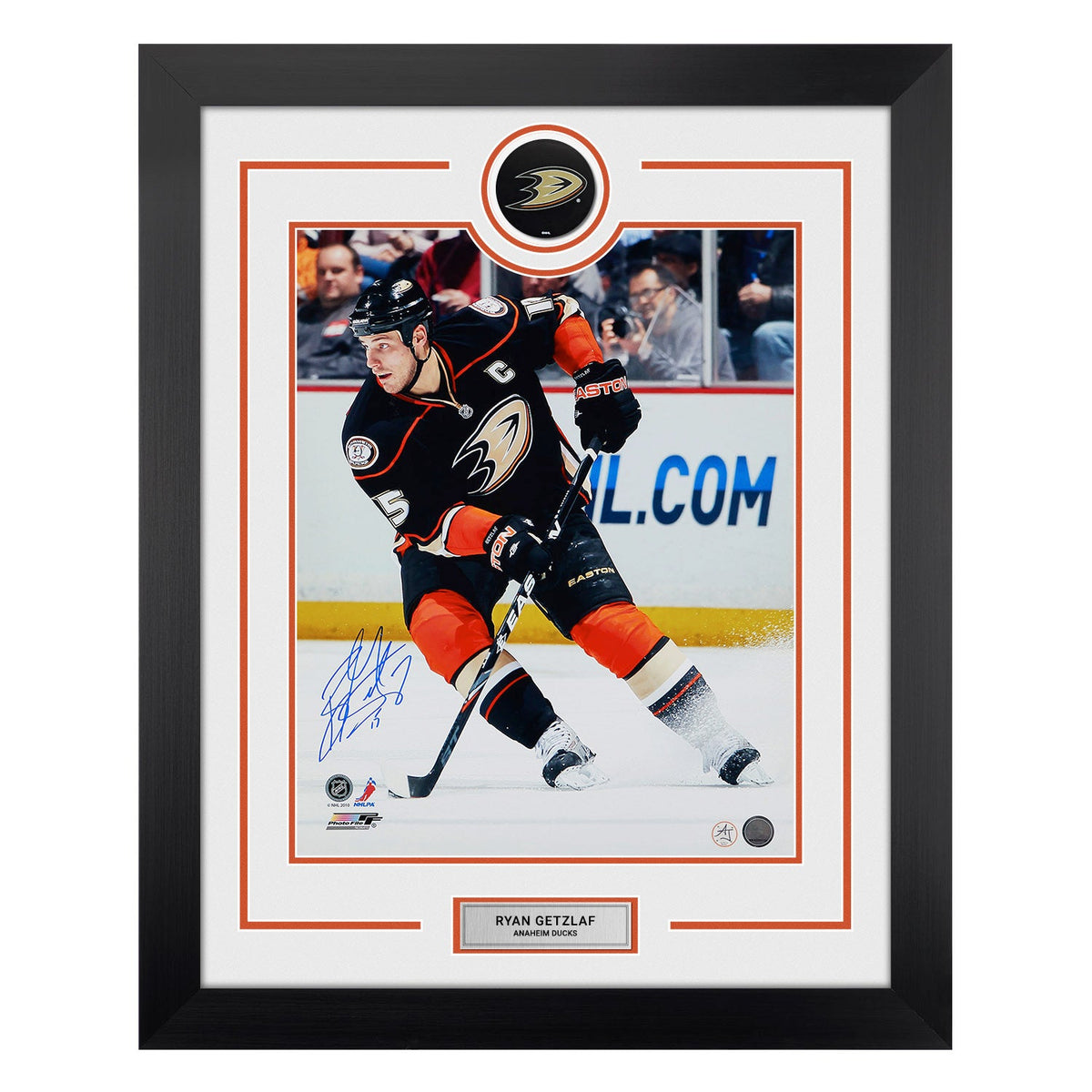 Ryan Getzlaf Signed Anaheim Ducks Puck Logo 26x32 Frame product image 1, provided for visual reference and product detail