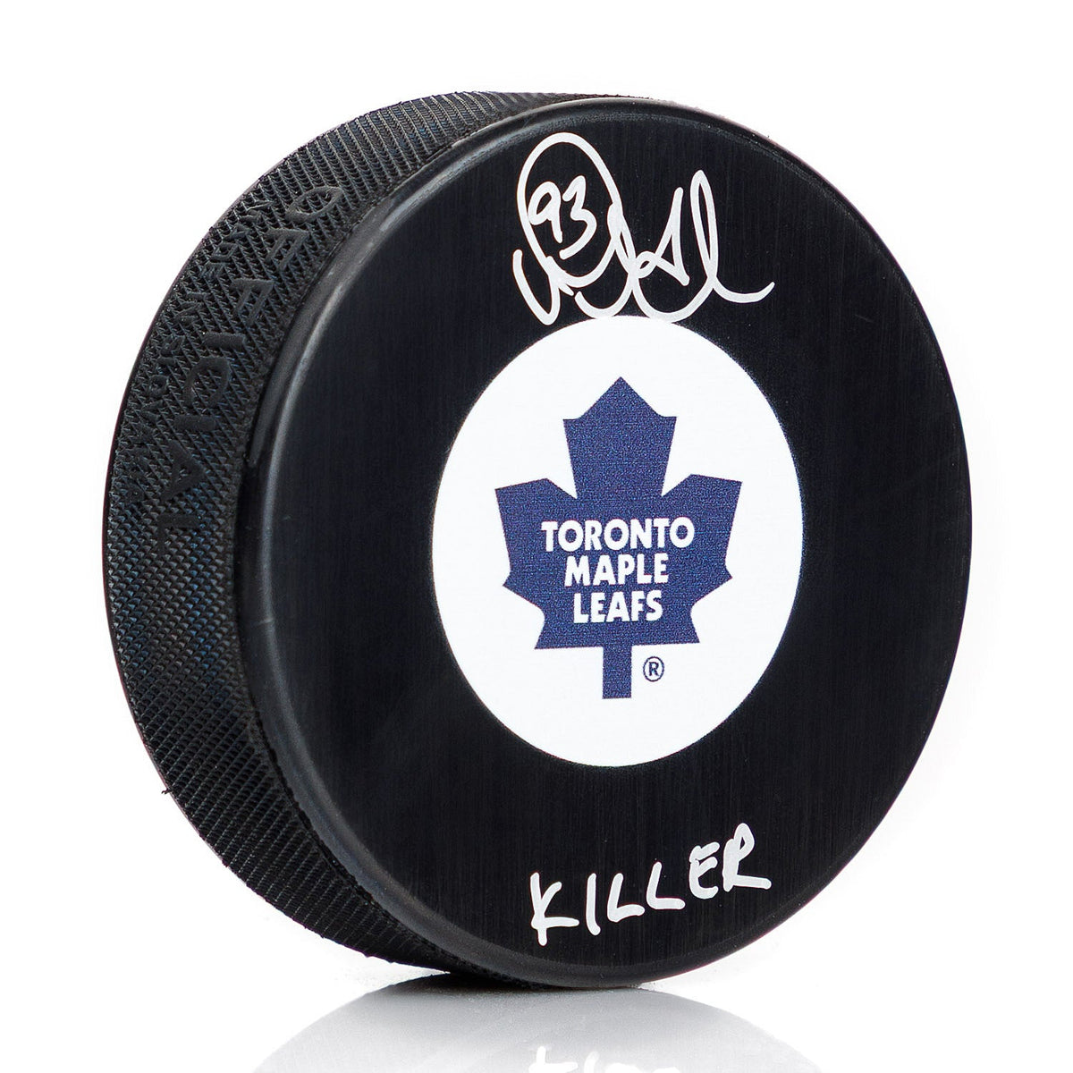Doug Gilmour Signed Toronto Maple Leafs Retro Puck with Killer note product image 1, provided for visual reference and