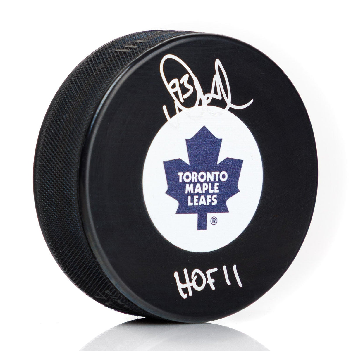 Doug Gilmour Signed Toronto Maple Leafs Hockey Puck with HOF Note product image 1, provided for visual reference and product