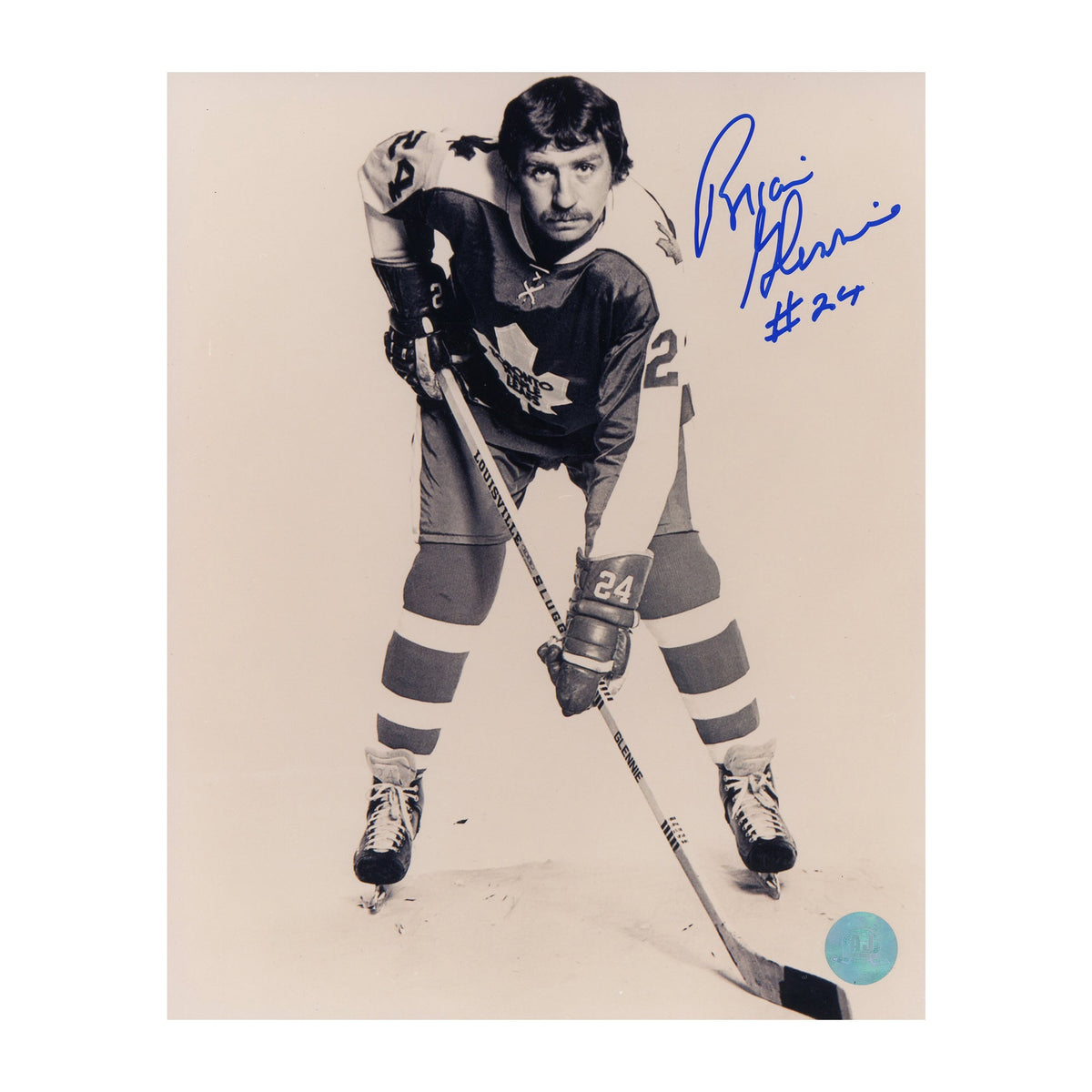 Brian Glennie Signed Toronto Maple Leafs Black and White 8x10 Photo product image 1, provided for visual reference and