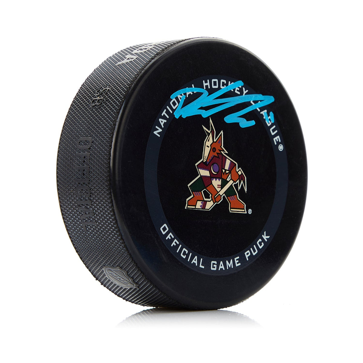 Dylan Guenther Signed Arizona Coyotes Official Game Puck product image 1, provided for visual reference and product detail