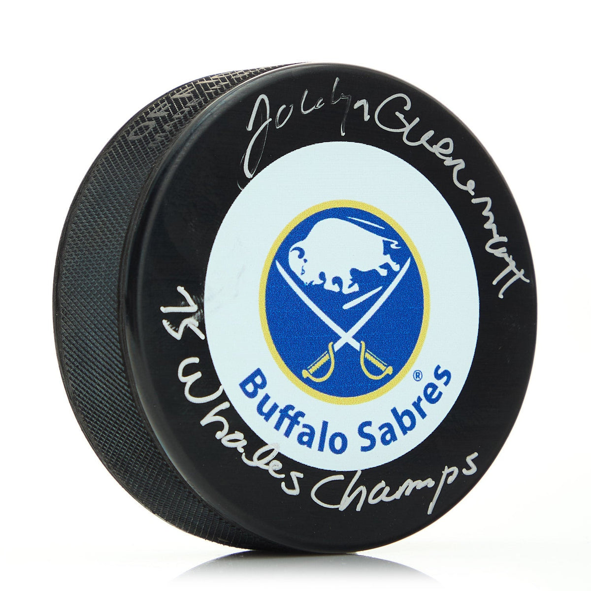 Jocelyn Guevremont Signed Buffalo Sabres Hockey Puck product image 1, provided for visual reference and product detail review
