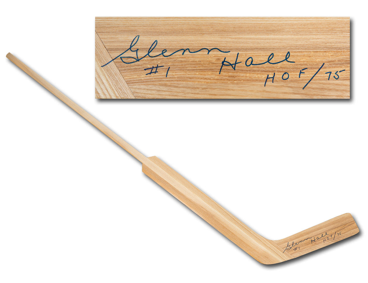 Glenn Hall Autographed Retro Wooden Goalie Stick - Chicago Blackhawks product image 1, provided for visual reference and