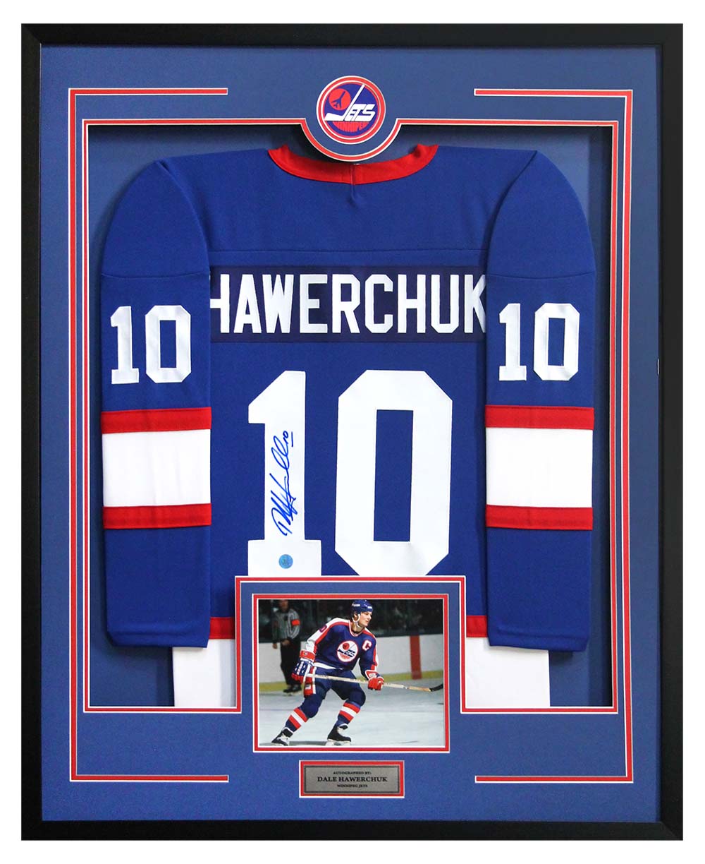 Dale Hawerchuk Signed Winnipeg Jets Puck Logo 36x44 Jersey Frame product image 1, provided for visual reference and product
