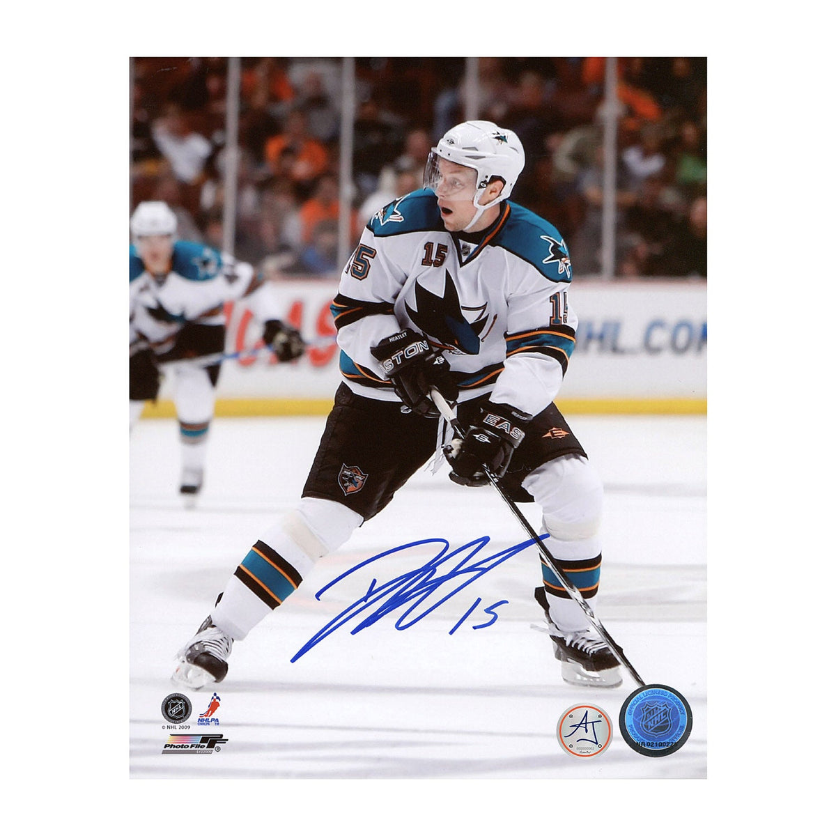 Dany Heatley Autographed San Jose Sharks Hockey 8x10 Photo product image 1, provided for visual reference and product detail