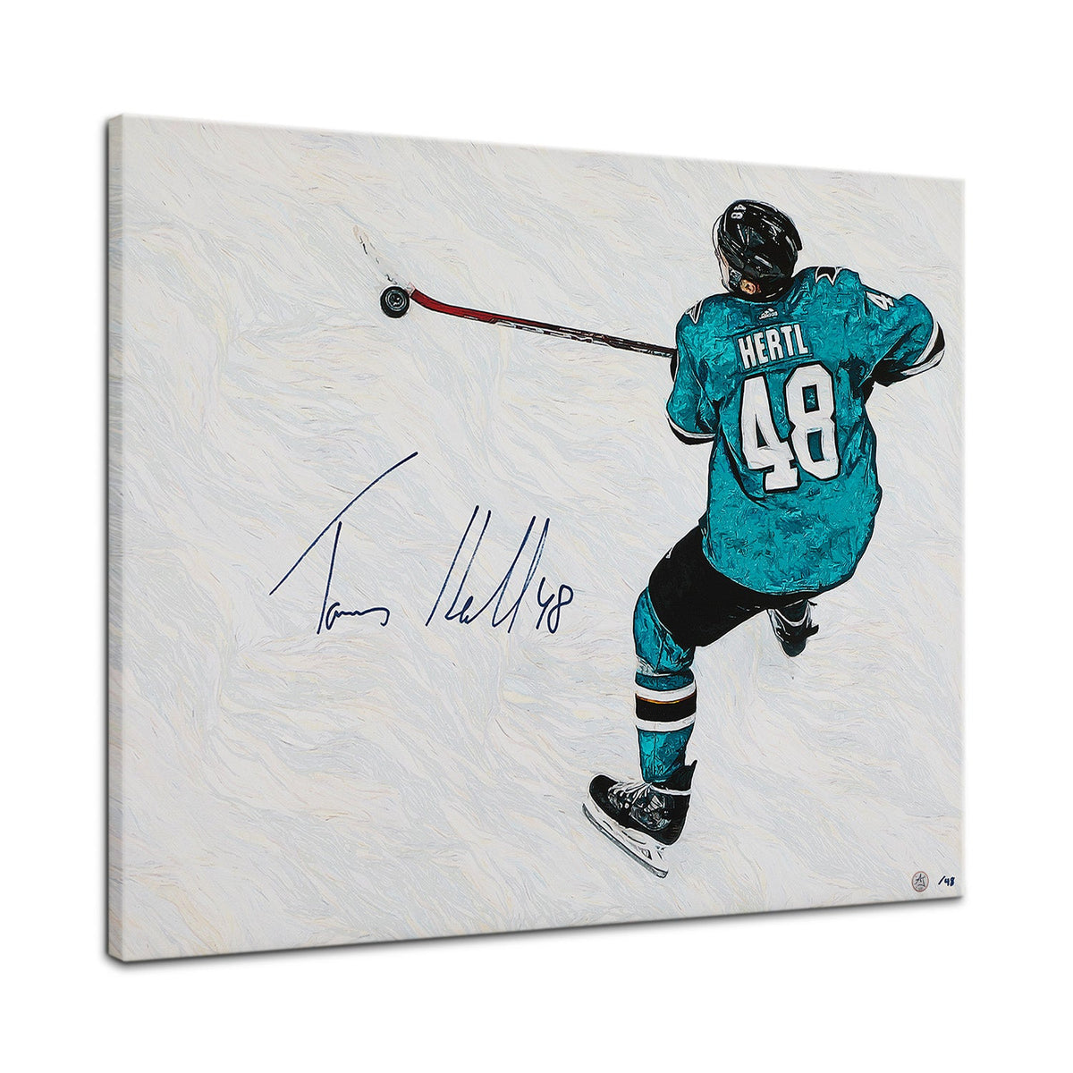 Tomas Hertl Signed San Jose Aerial Rink View 26x32 Art Canvas /48 product image 1, provided for visual reference and product