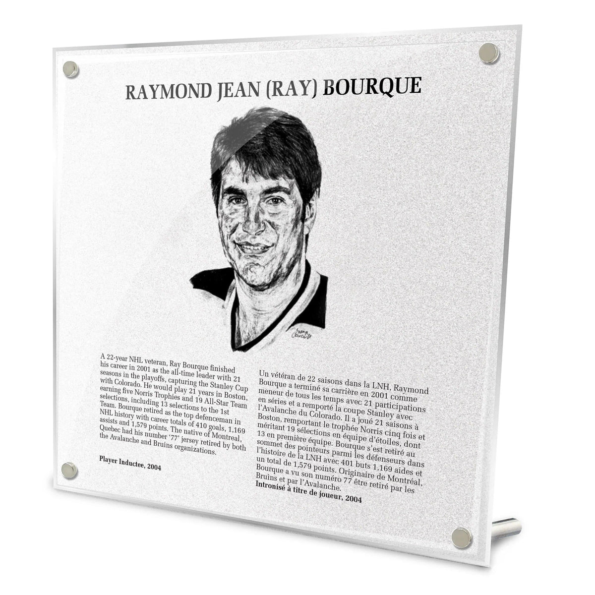 Ray Bourque Replica Hockey Hall of Fame Plaque product image 1, provided for visual reference and product detail review