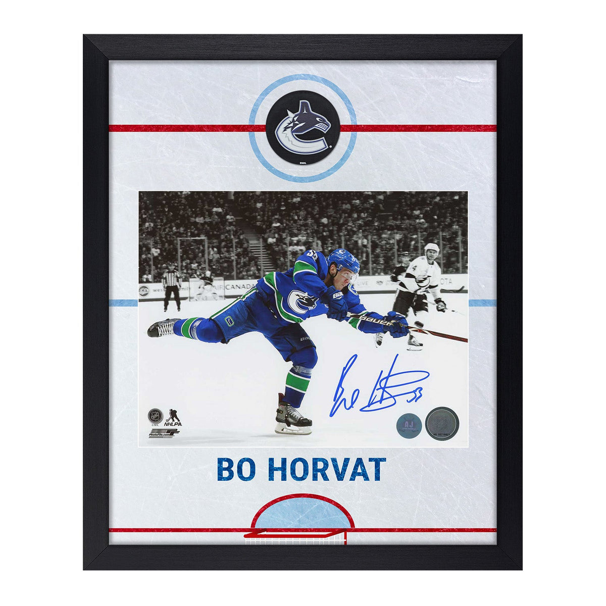 Bo Horvat Signed Vancouver Canucks Rink Graphic 19x23 Frame product image 1, provided for visual reference and product